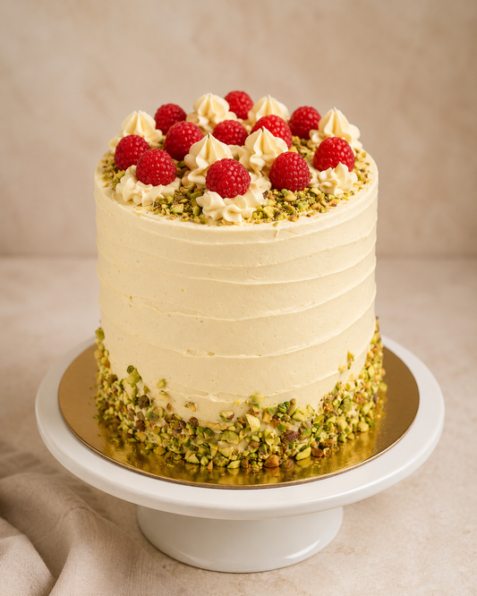 Raspberry Pistachio Cream Cake